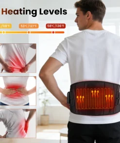 Cordless Heated Waist Massager with Lower Back Lumbar Support Heating Pad for Abdomen and Waist 3 Levels Heat Vibration Massage