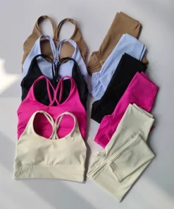 Women Breathable Yoga Set 2pcs Sport Suit Gym Wear Workout Clothes Gym Crop Top High Waist Legging Fitness Bra Set Sports Suits