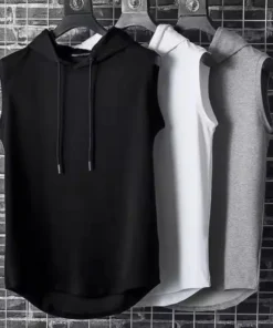 Solid Color 2025 Brand New Men's Tank Tops Vest Sleeveless Tees For Male Hooded Man Vests Tops Hip Hop Men Tank Top T shirt