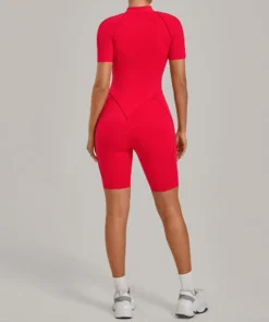 New Women's Yoga Jumpsuit Sports Fitness Hip Lift Half-zipper Shorts One-piece Running Casual Pilates Workout Gym Yoga Bodysuit
